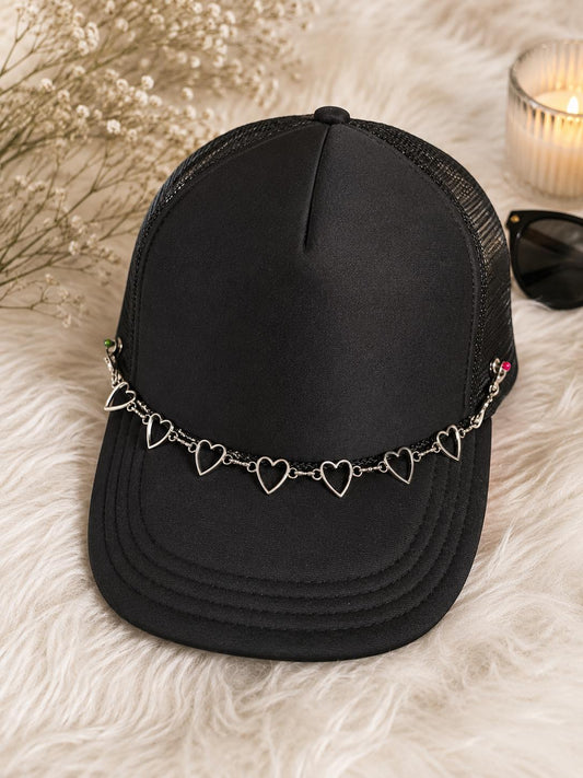 Silver Heart Charm Hat Chain