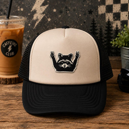 Peace Sign Raccoon Embroidered Patch