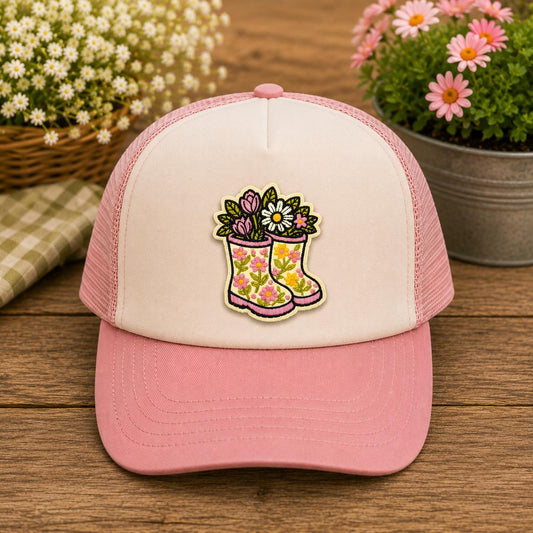 Floral Rain Boots Embroidered Patch