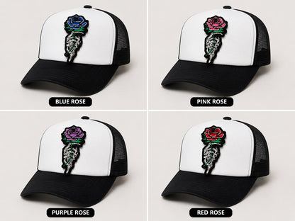 Skeleton Hand Rose Embroidered Patch