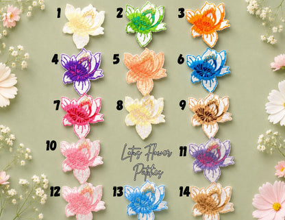 Colorful Lotus Flower Embroidered Patch