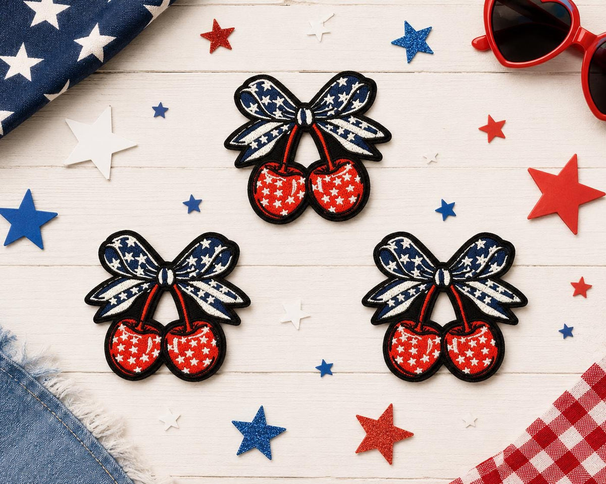 Patriotic Cherry Bow Patch