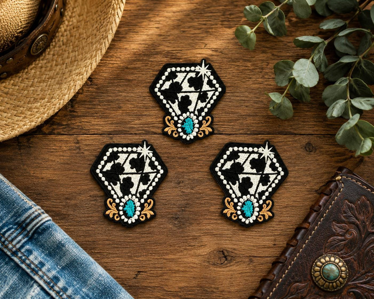 Western Cow Print Diamond Patch