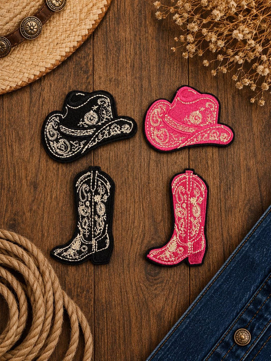 Western Cowgirl Hat & Boot Embroidered Patch