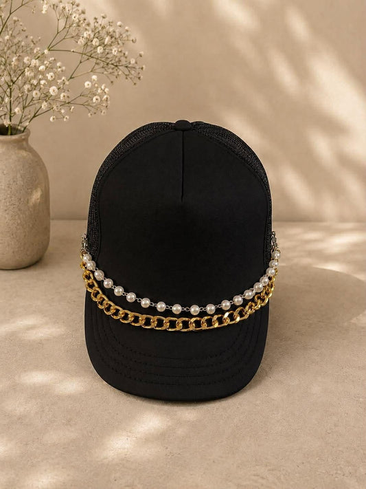 Pearl & Gold Hat Chain
