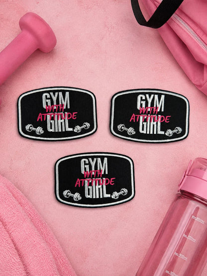 Gym With Attitude Girl Embroidered Iron-On Patch