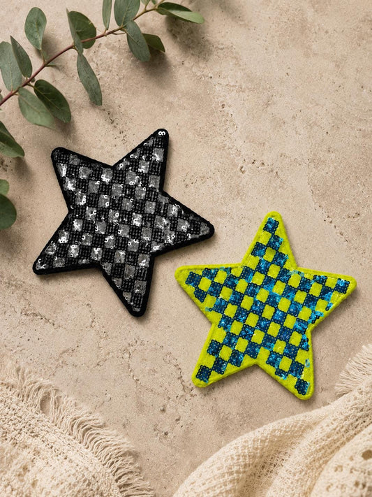 Sequin Star Embroidered Iron-On Patch