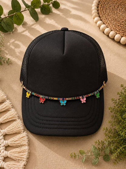 Rainbow butterfly Rhinestone Hat Chain