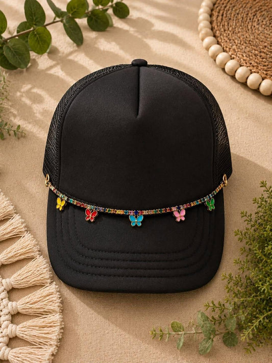 Rainbow butterfly Rhinestone Hat Chain