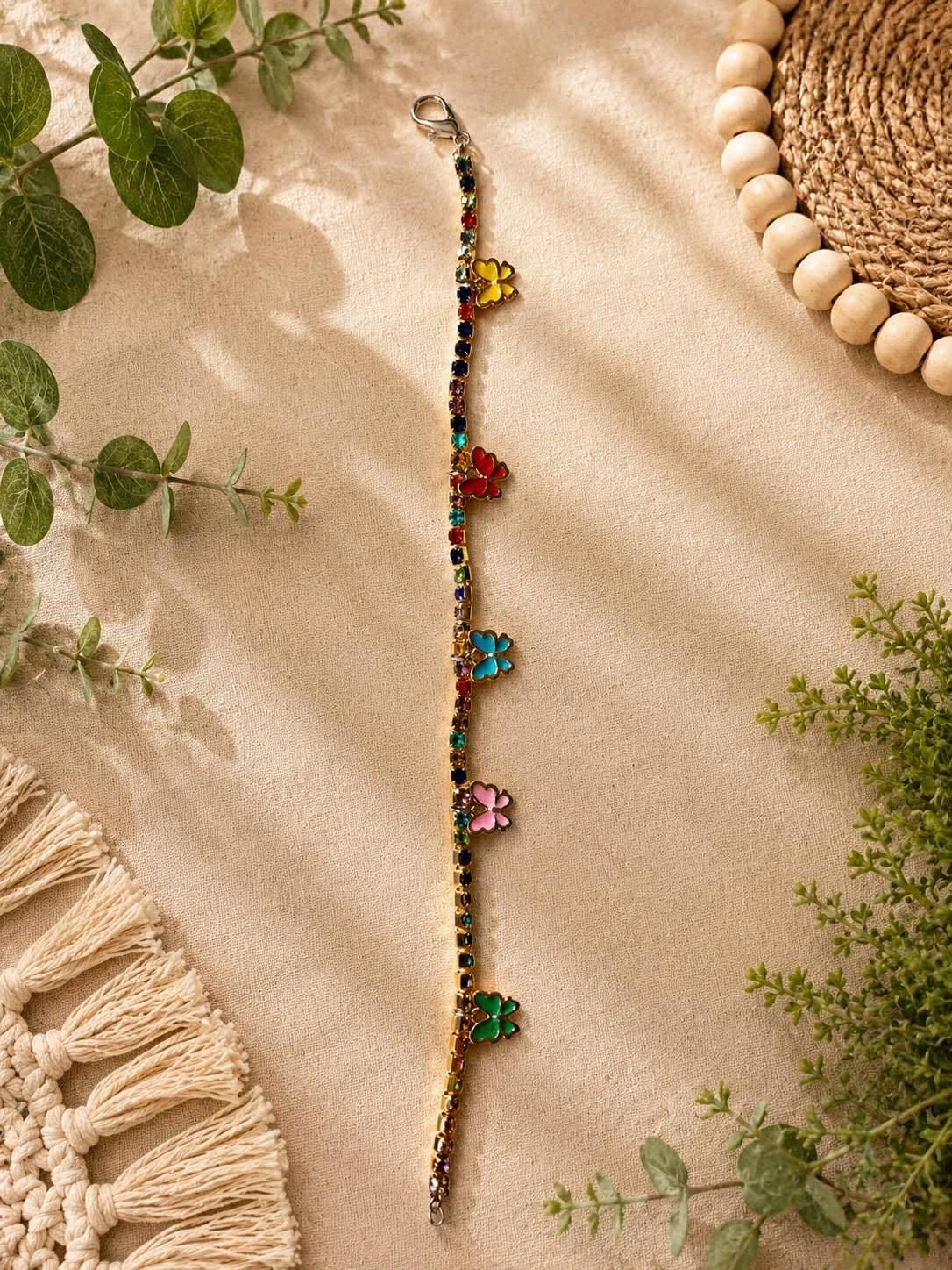 Rainbow butterfly Rhinestone Hat Chain
