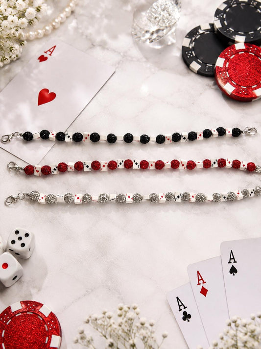 Casino Card Suit Beaded Hat Chain