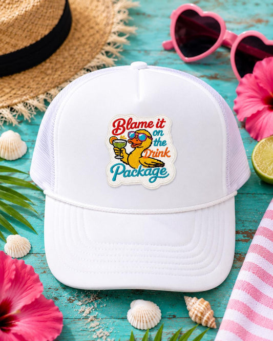 Blame It on the Drink Package Duck Embroidered Iron-On Patch