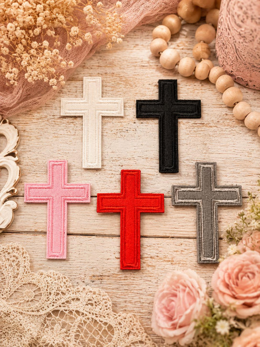Embroidered Cross Iron-On Patch