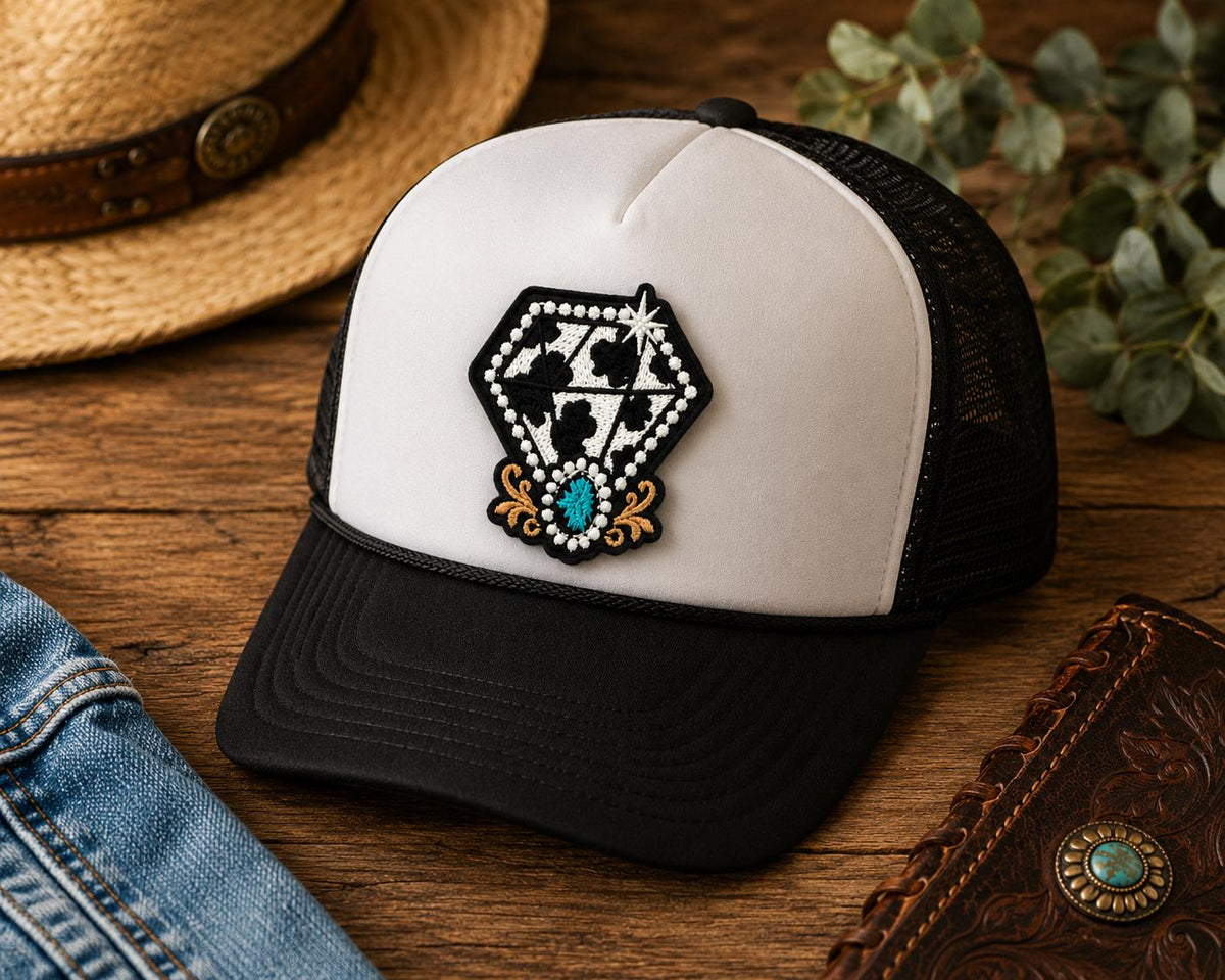 Western Cow Print Diamond Patch