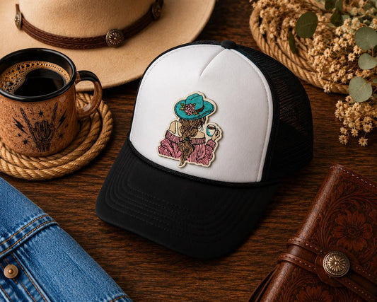 Western Coffee Girl Embroidered Patch