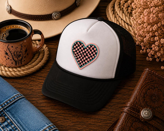 Pink Checkered Heart Patch