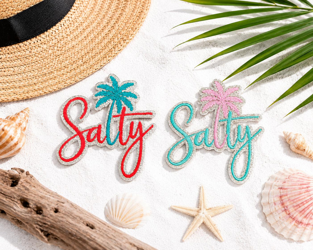 Salty Palm Tree Embroidered Patch