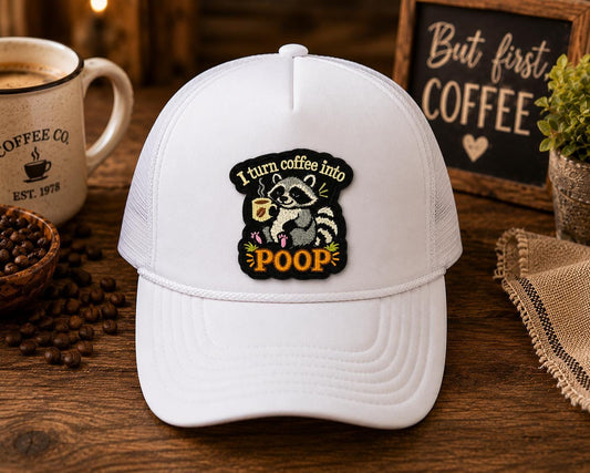 Funny Raccoon Coffee Embroidered Iron-On Patch