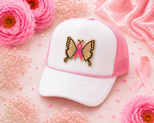 Pink Butterfly Breast Cancer Awareness Patch