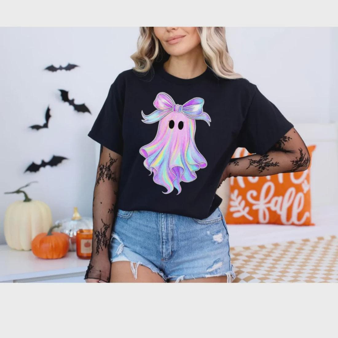 Iridescent Ghost Glitter Screen Print Transfer