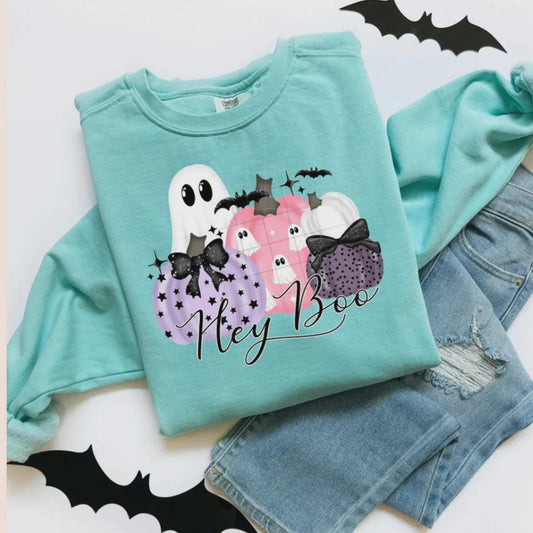 Hey Boo Halloween Glitter Screen Print Transfer