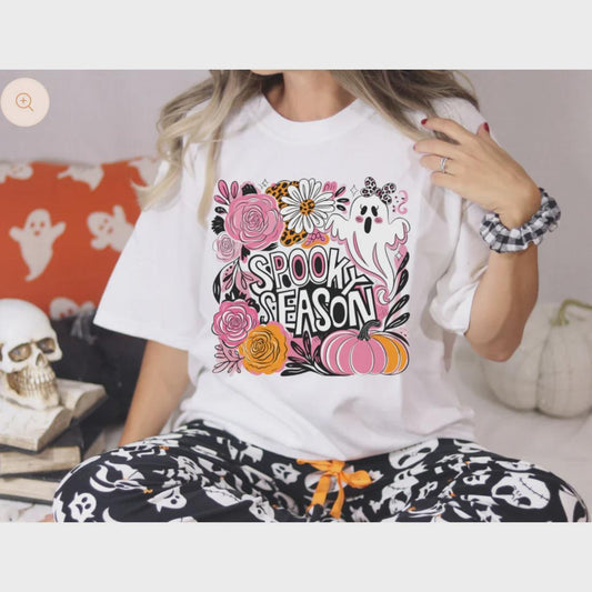 Spooky Season Floral Glitter Screen Print Transfer