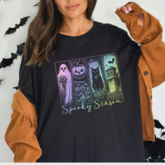 Spooky Season Vintage Halloween Glitter Screen Print Transfer