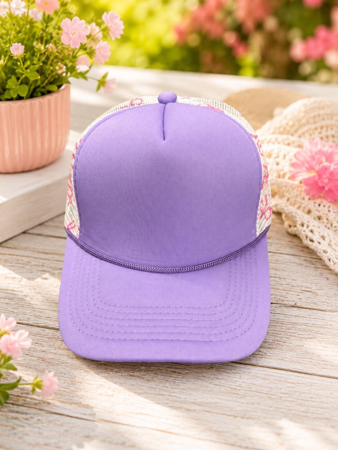 Pink Bow Mesh Trucker Hat