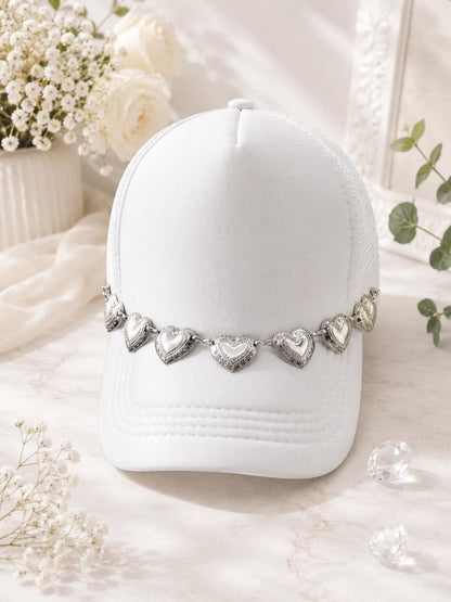 Silver Heart Hat Chain