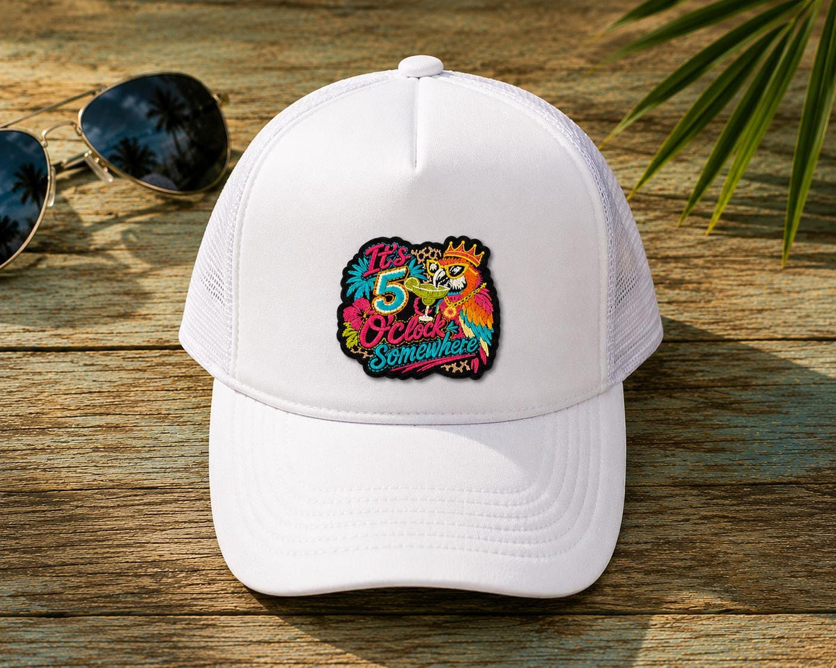 It's 5 O'Clock Somewhere Parrot Embroidered Patch