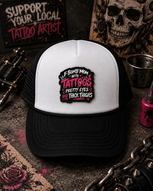 F-Bomb Mom with Tattoos Embroidered Iron-On Patch