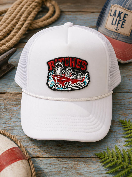 Bitches Be Floatin' Raccoon Embroidered Iron-On Patch