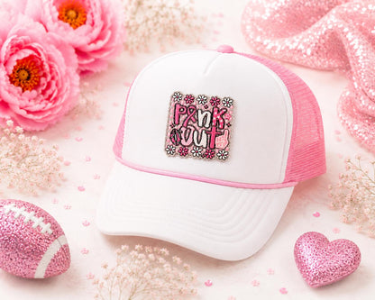 Pink Out Floral Iron-On Hat Patch
