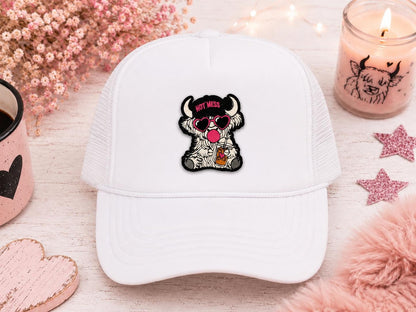 Hot Mess Highland Cow Embroidered Iron-On Patch