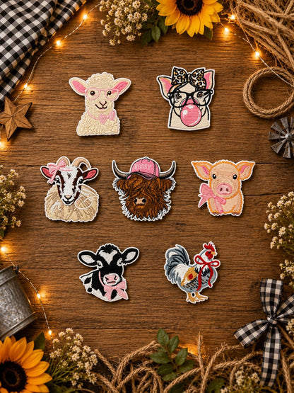 Farm Animal Embroidered Iron-On Patch