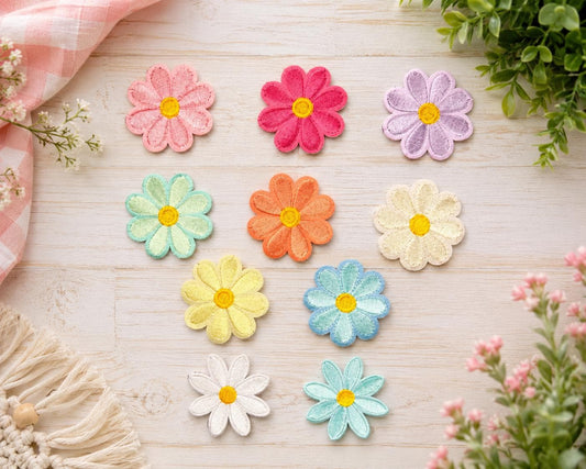 Pastel Daisy Embroidered Iron-On Patch