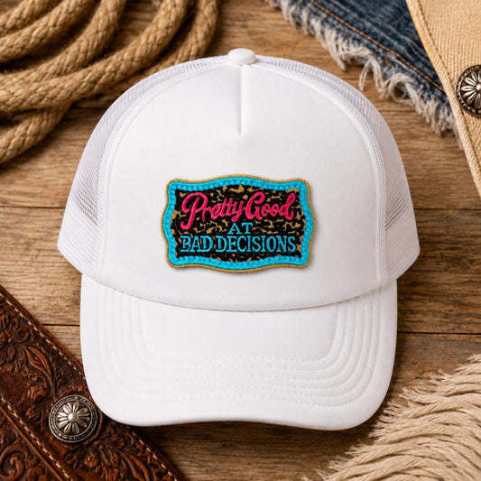 Pretty Good at Bad Decisions Embroidered Iron-On Patch