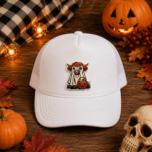 Halloween Ghost Highland Cow Patch