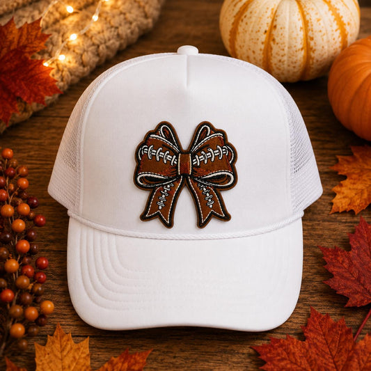 Football Bow Embroidered Iron-On Patch