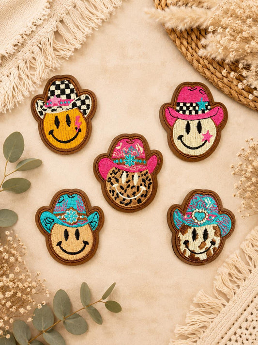 Western Smiley Cowgirl Embroidered Patch