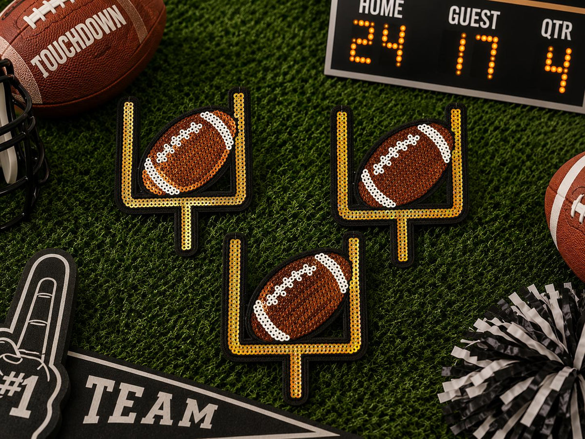 Football Goal Post Sequin Patch