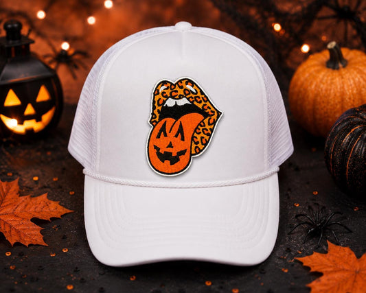 Leopard Pumpkin Tongue Iron-On Patch
