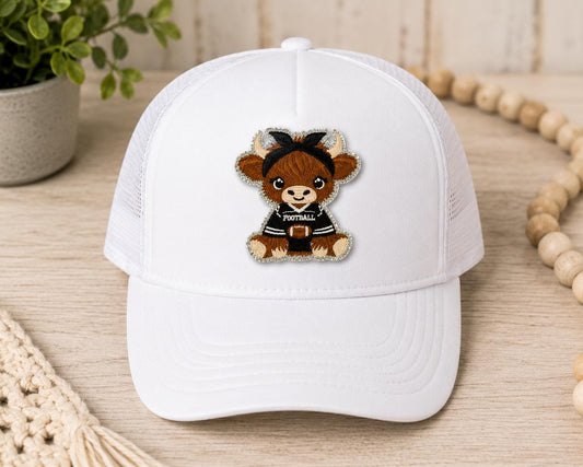 Highland Cow Football Embroidered Patch
