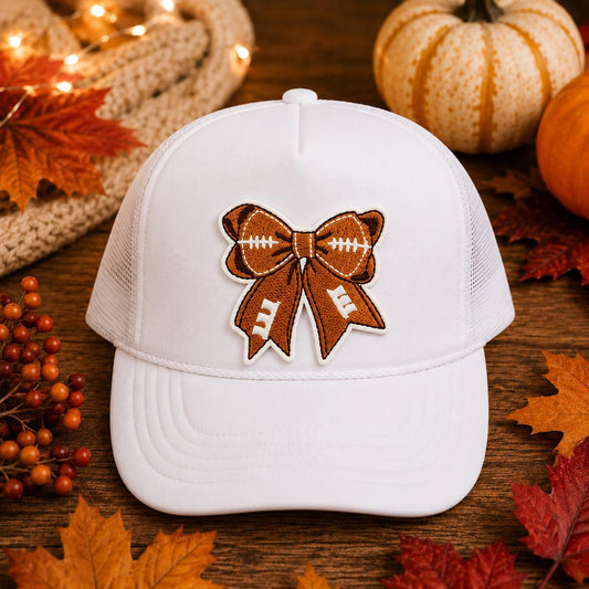 Football Bow Embroidered Iron-On Patch