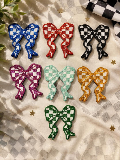 Color Checkerboard Bow Embroidered Patch