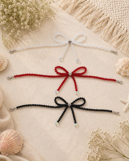 Glass Beaded Bow Hat Chain