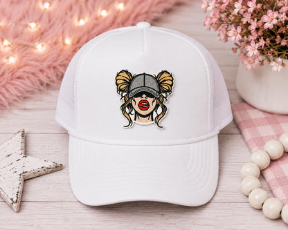 Messy Bun Girl Embroidered Patch