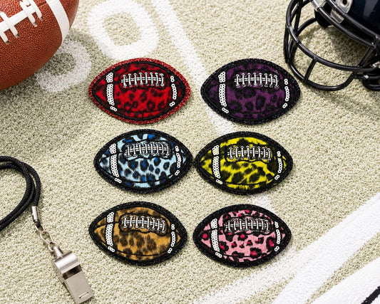 Leopard Print Football Iron On Patch