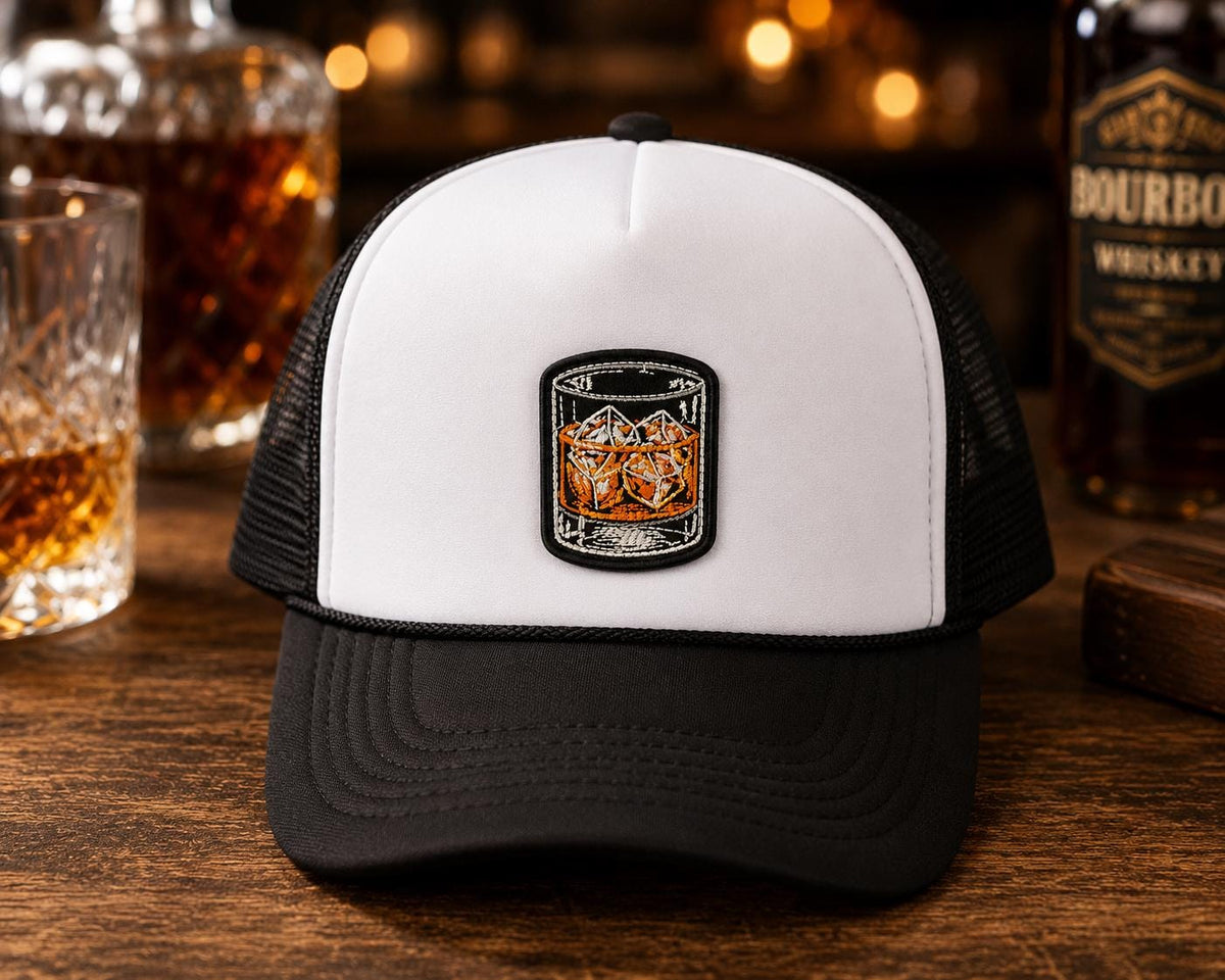 Whiskey Glass Embroidered Iron-On Patch
