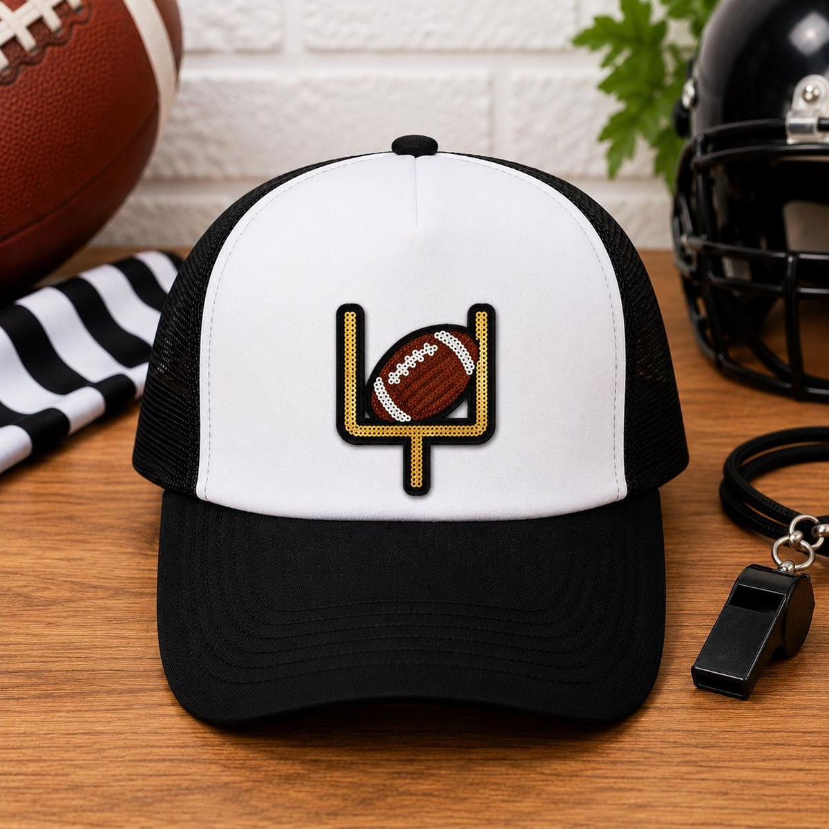 Football Goal Post Sequin Patch